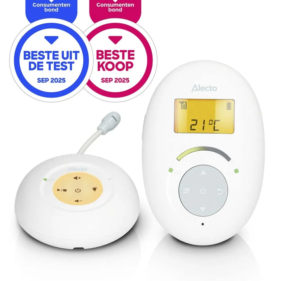 Alecto DBX120 - Full Eco DECT babyfoon met display - Wit/Lichtblauw