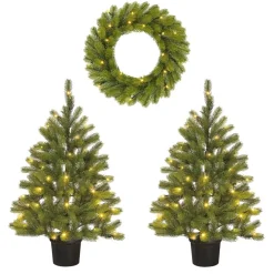 Black Box Trees Kunstkerstboompjes met krans verlicht