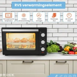 Brock Electronics elektrische mini vrijstaande convectie grill oven