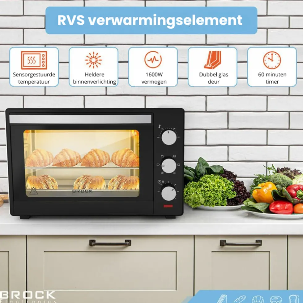 Brock Electronics elektrische mini vrijstaande convectie grill oven