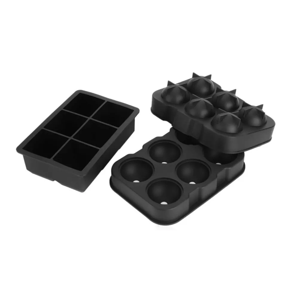 Buxibo IJsblokjes Tray Set Rond en Vierkant 2 x 3 Set van 2