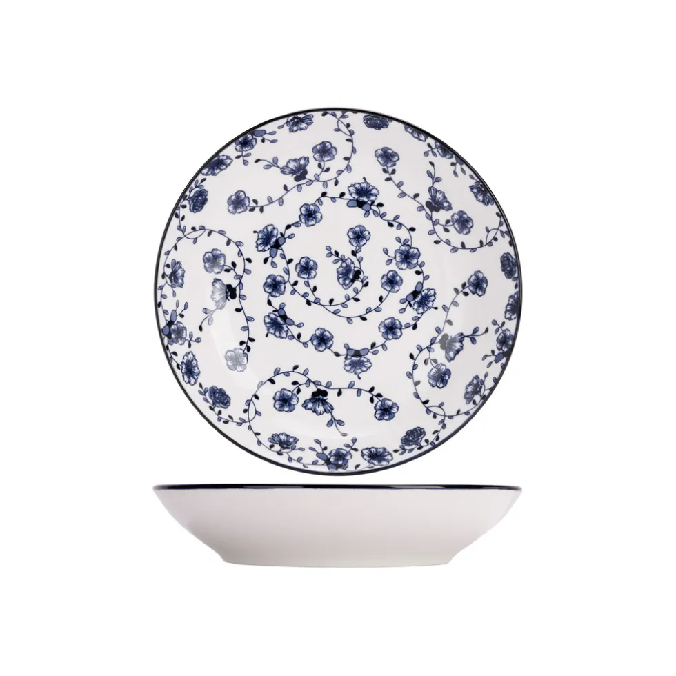 Cosy & Trendy 4 Stuks Flor Azul Diepe borden Porselein
