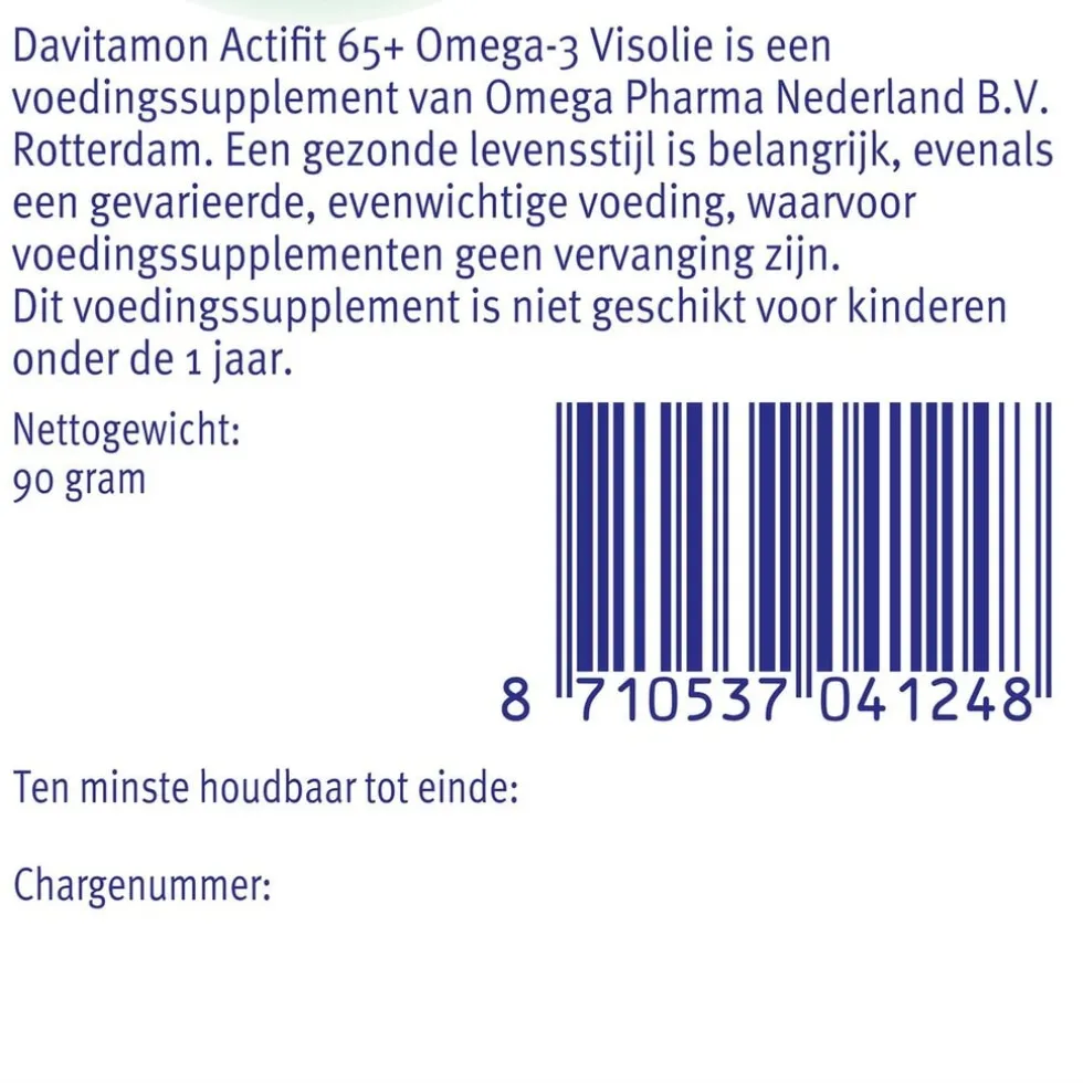 Davitamon Actifit 65+ Omega-3 Visolie Multivitamine & Mineralen Capsules