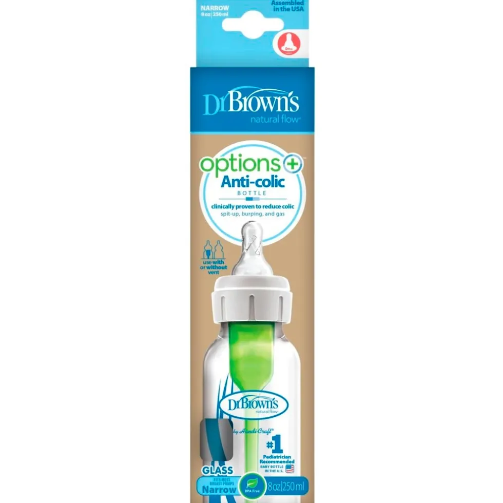 Dr. Brown's 0+M Options+ Anti-Colic Glazen Fles