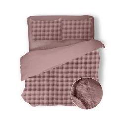 Eleganzzz Dekbedovertrek Shiny Bubble Pom Pom Flanel Fleece - old rose 200x200/220cm