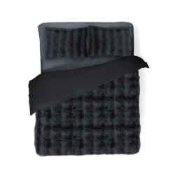 Eleganzzz Dekbedovertrek Bubble Pom Pom Rabbit Fur - dark grey 200x200/220cm