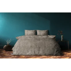 Eleganzzz Dekbedovertrek Flanel Fleece - taupe grey 200x200/220cm