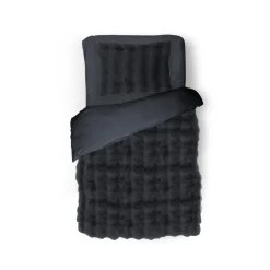 Eleganzzz Dekbedovertrek Bubble Pom Pom Rabbit Fur - dark grey 140x200/220cm