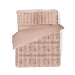 Eleganzzz Dekbedovertrek Bubble Pom Pom Rabbit Fur - pink 240x200/220cm