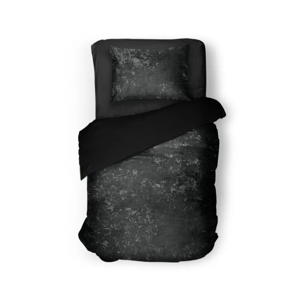 Eleganzzz Dekbedovertrek Crushed Velvet - black 140x200/220cm