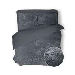 Eleganzzz Dekbedovertrek 3D Embossed Velvet Wave - dark grey 200x200/220cm