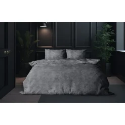 Eleganzzz Dekbedovertrek Flanel Fleece - dark grey 200x200/220cm