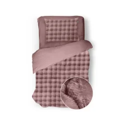 Eleganzzz Dekbedovertrek Shiny Bubble Pom Pom Flanel Fleece - old rose 140x200/220cm