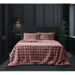 Eleganzzz Dekbedovertrek Shiny Bubble Pom Pom Flanel Fleece - old rose 140x200/220cm