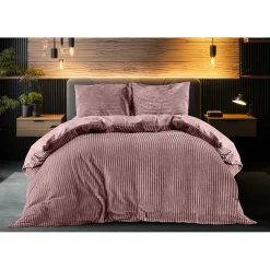Eleganzzz Dekbedovertrek Teddy Rib Fleece - old rose 200x200/220cm