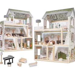 Ikonka Luxe Boho Stijl XL Houten Poppenhuis met Meubels Met LED verlichting