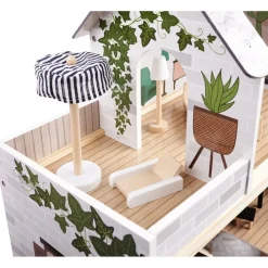 Ikonka Luxe Boho Stijl XL Houten Poppenhuis met Meubels Met LED verlichting