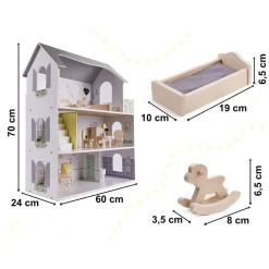 Ikonka Luxe XL Houten Poppenhuis met Meubels
