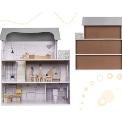 Ikonka Luxe XL Houten Poppenhuis met Meubels