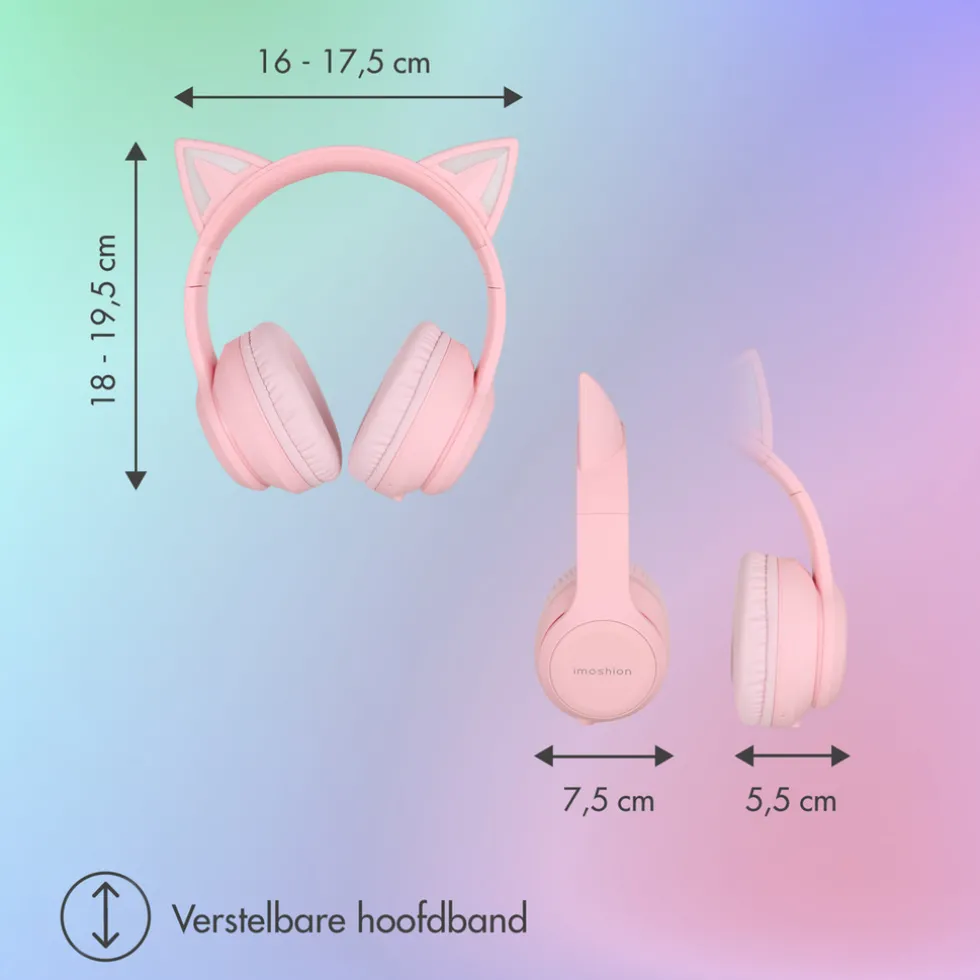 imoshion Draadloze Bluetooth Kinder Koptelefoon met Verlichte Kattenoortjes