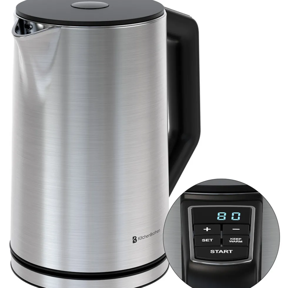 KitchenBrothers Dubbelwandige Waterkoker met Temperatuurregeling
