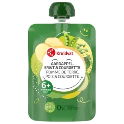 Kruidvat 6+M Bio Aardappel, Erwt & Courgette Knijpzakje