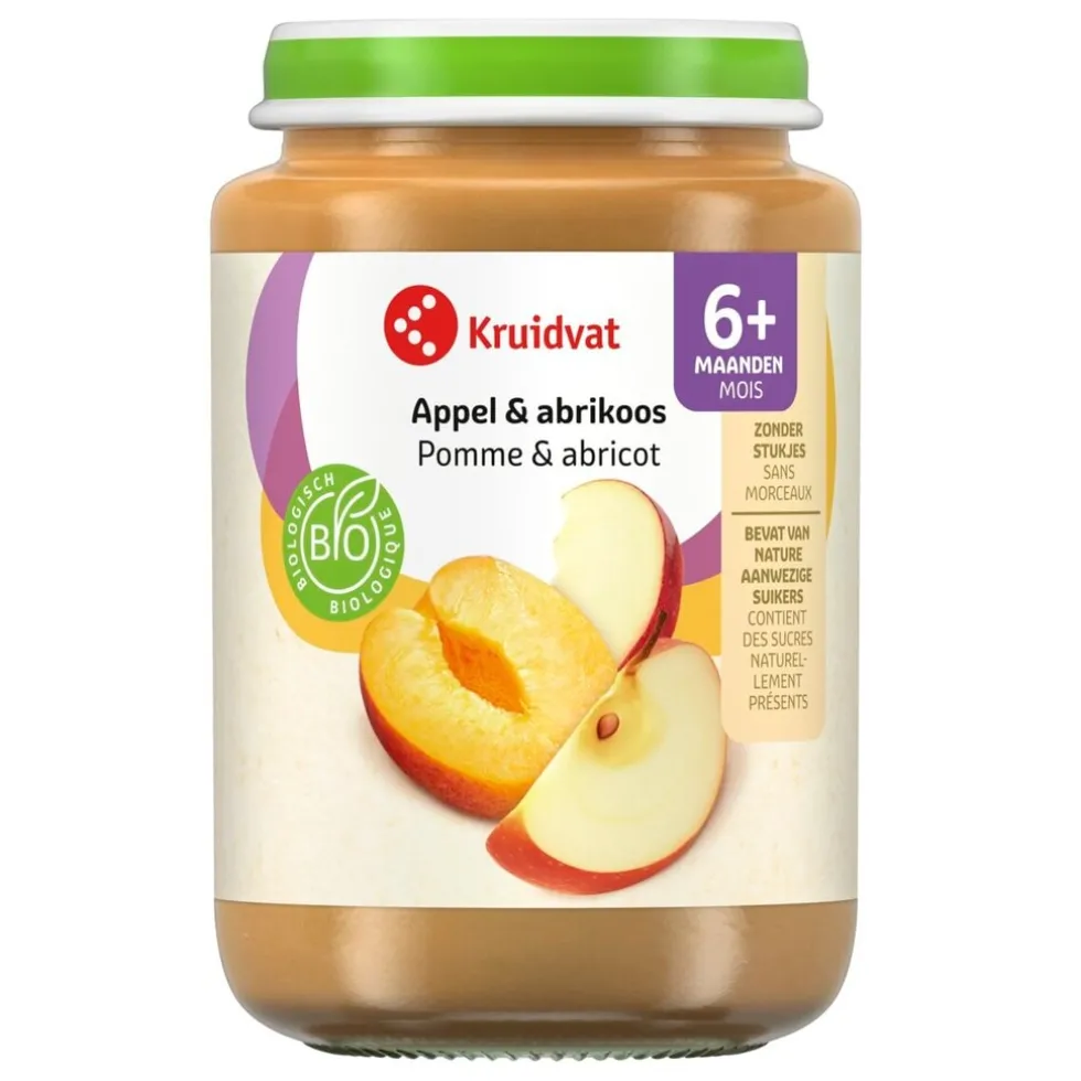 Kruidvat 6+M Bio Appel & Abrikoos Fruithapje