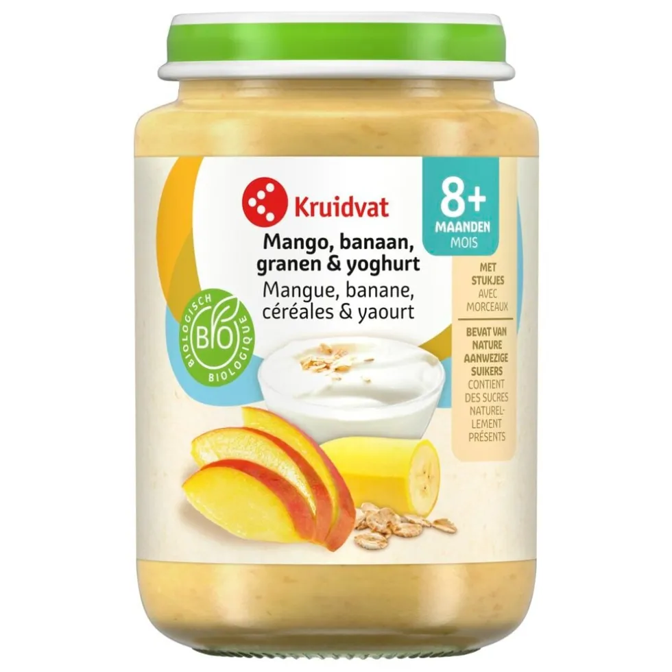 Kruidvat 8+M Bio Mango, Banaan, Granen & Yoghurt Fruithapje