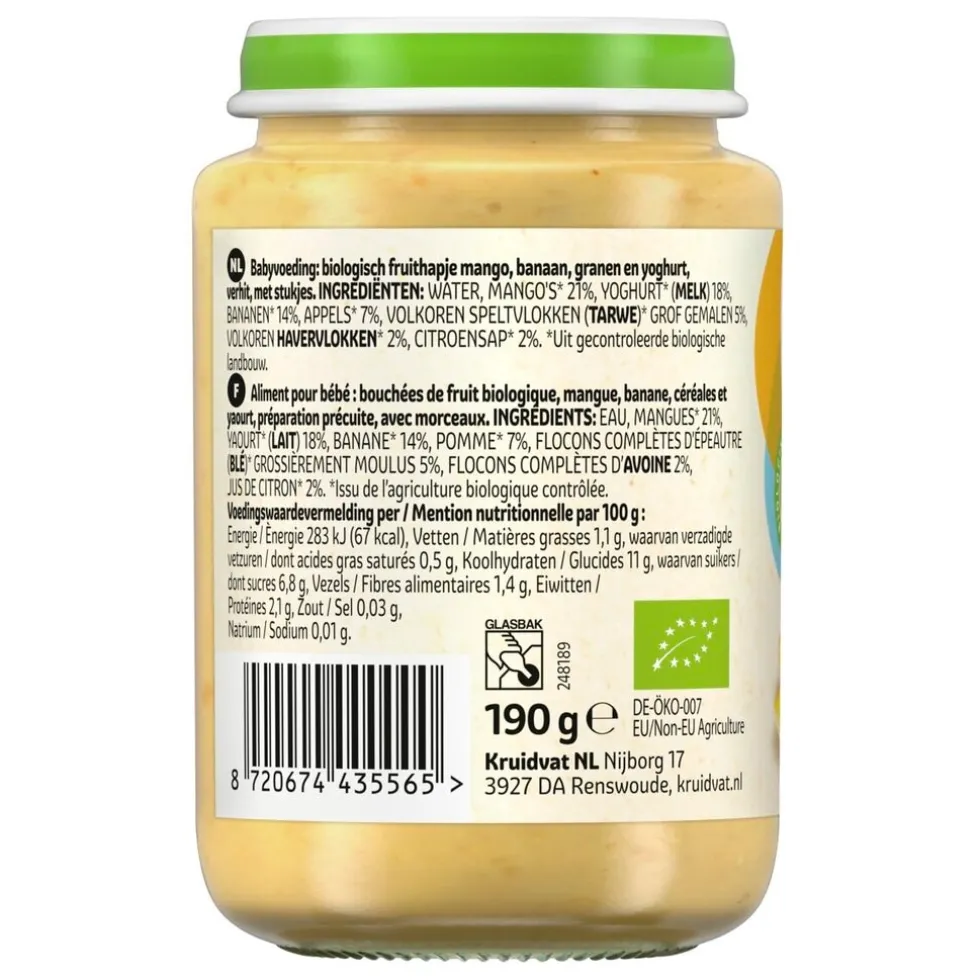 Kruidvat 8+M Bio Mango, Banaan, Granen & Yoghurt Fruithapje