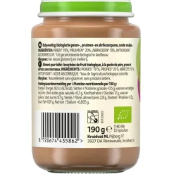 Kruidvat 8+M Bio Peer, Pruim & Abrikoos Fruithapje