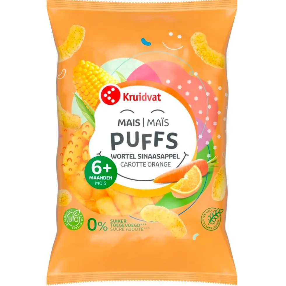 Kruidvat 6+M Bio Sinaasappel en Wortel Maïspuffs