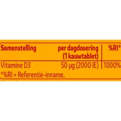 Kruidvat Vitamine D3 50 Mcg Kauwtabletten