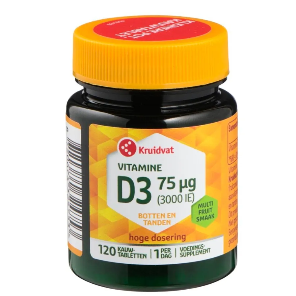 Kruidvat Vitamine D3 75ug Kauwtabletten