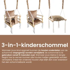 Lovegifts Luxe Houten 3 in 1 Meegroei Babyschommel en Kinderschommel