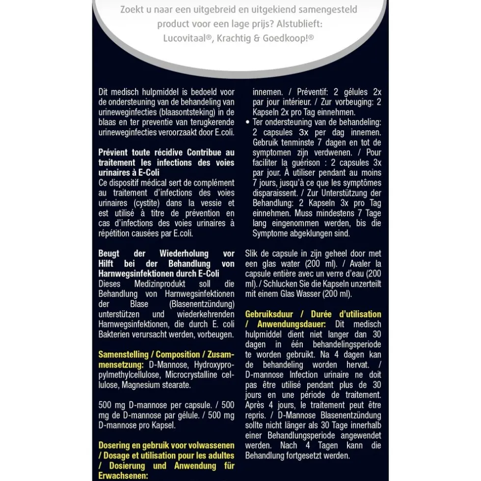 Lucovitaal D-Mannose Blaasontsteking Capsules