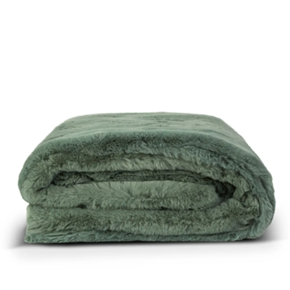 Lunetta Rabbit Fur Plaid Florence - green - 130x170cm