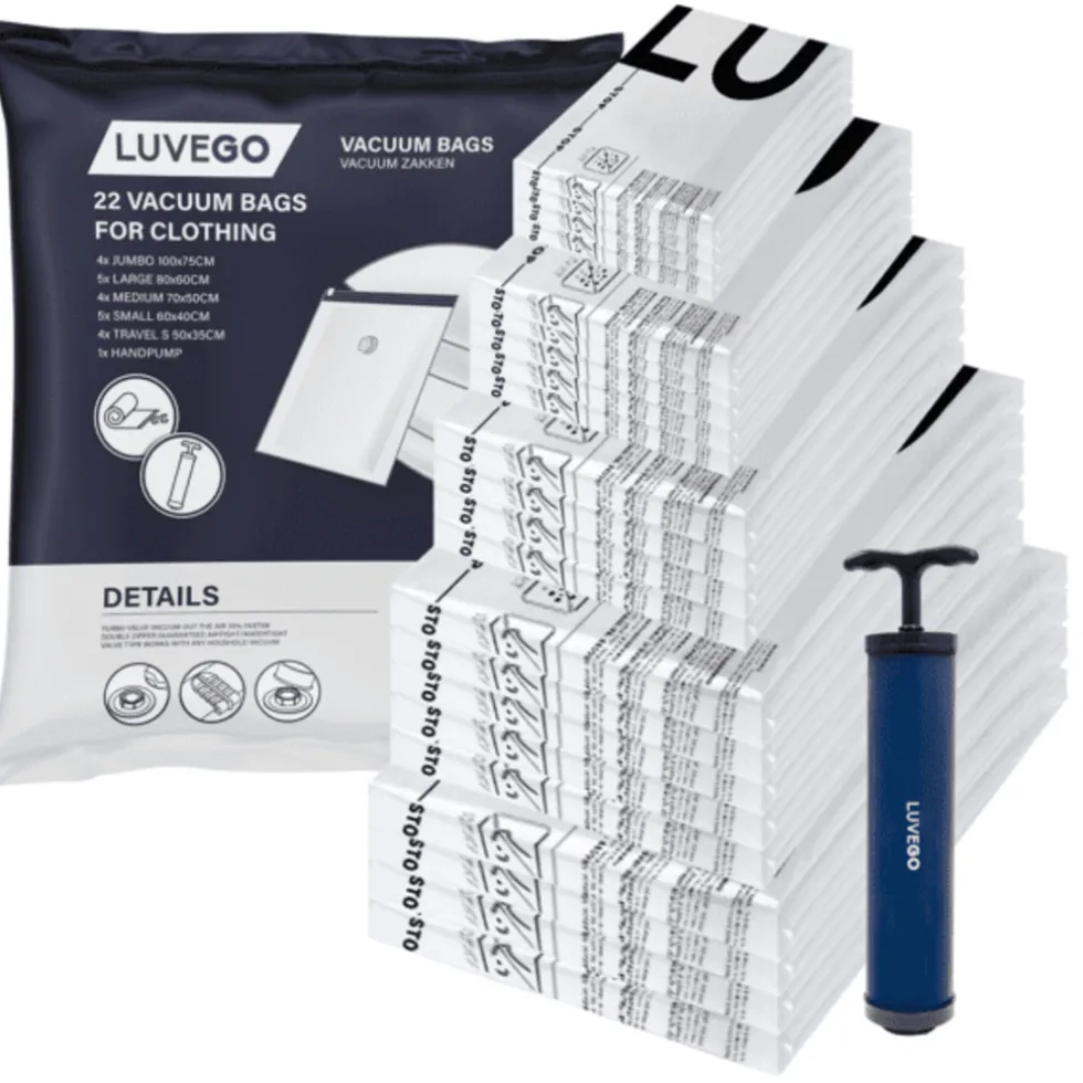 Luvego Vacuumzakken Kleding & Dekbedden 23 Stuks / 5 Maten Reiszakken Vacuum Opbergzakken