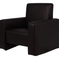 MamaLoes Jamie Zwart Leren Kinderfauteuil