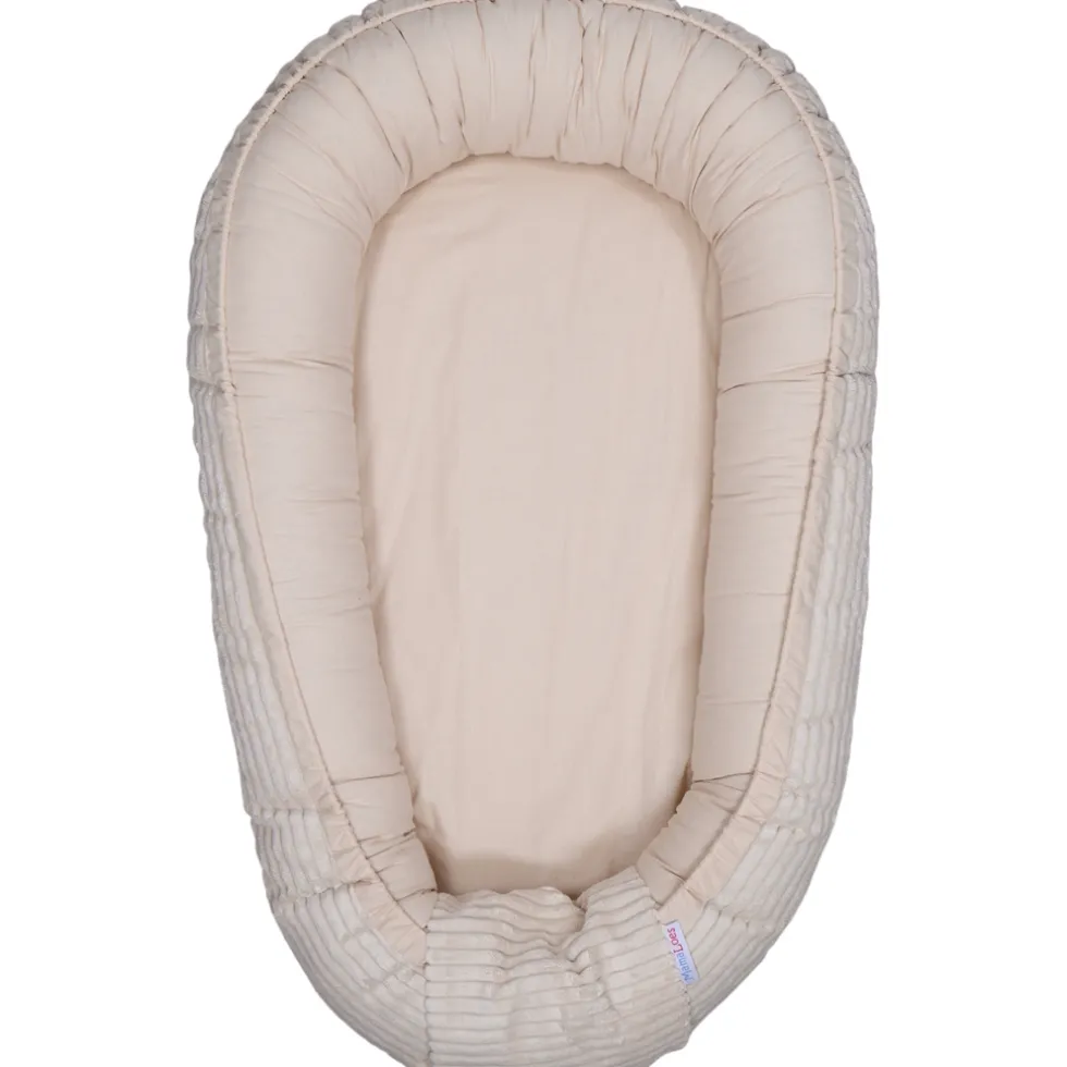 MamaLoes Velours Rib Beige Omkeerbaar Babynest