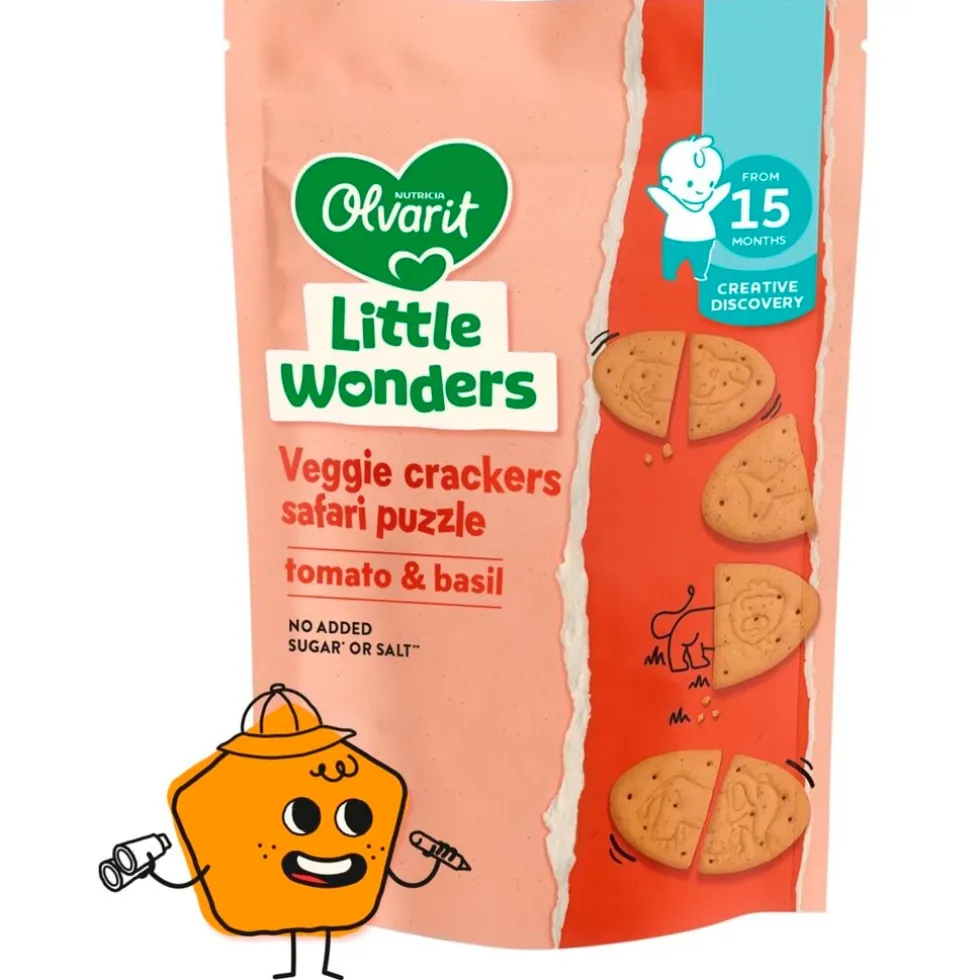 Olvarit Little Wonders 15+M Tomato & Basil Veggie Puzzel Crackers