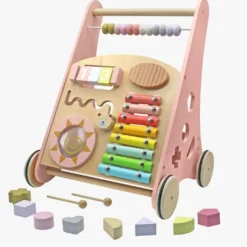Rijoka Loopwagen Hout voor Baby Educatieve Looptrainer Anti Slip Wieltjes Babywalker