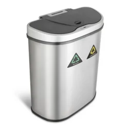 Rijoka Prullenbak met Sensor Dubbel 70 Liter RVS Soft Close Vingerafdrukvrij
