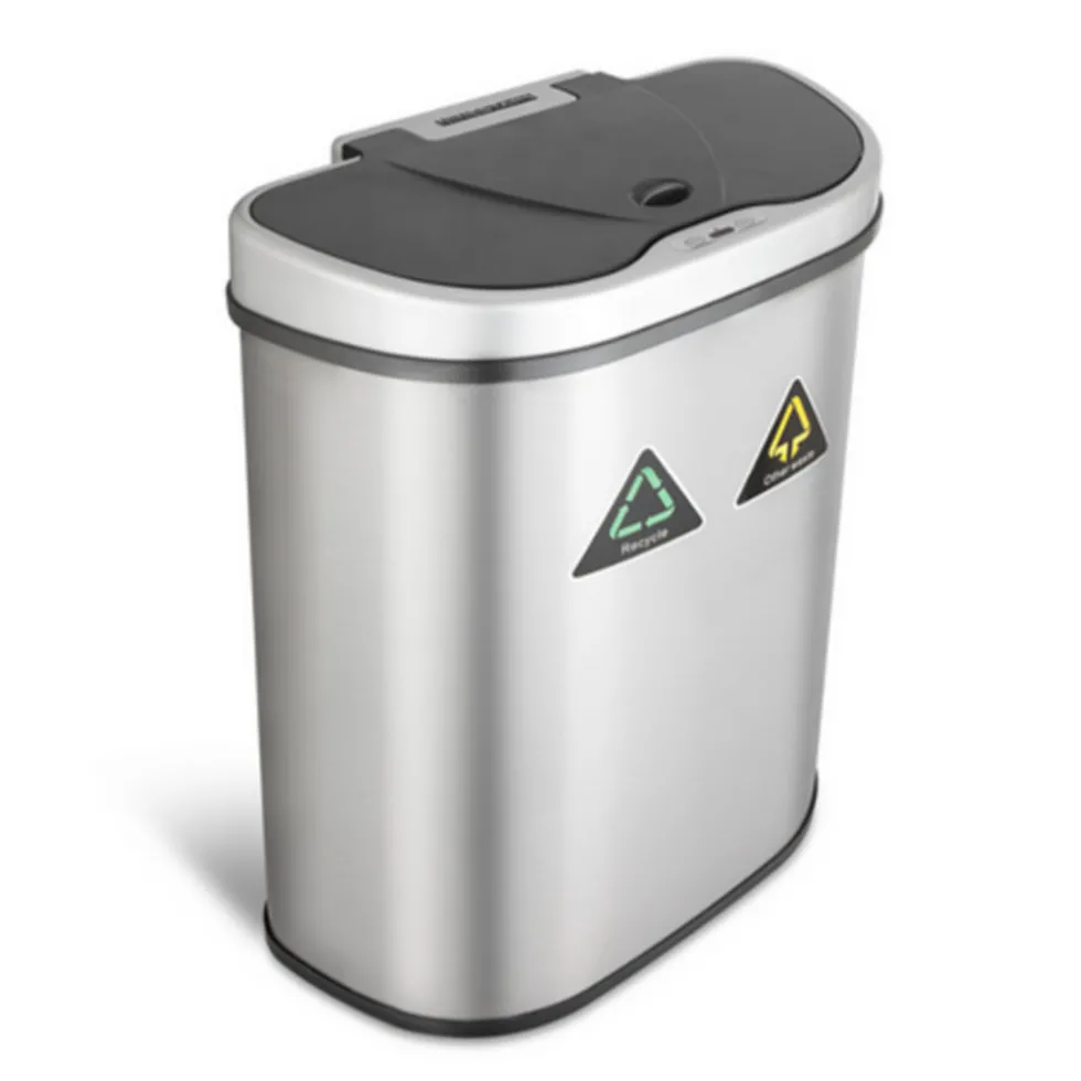 Rijoka Prullenbak met Sensor Dubbel 70 Liter RVS Soft Close Vingerafdrukvrij