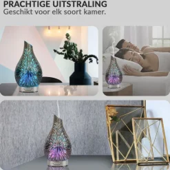 SensaHome Glazen 3D Aroma Diffuser Nachtlamp Luchtbevochtiger met LED Verlichting