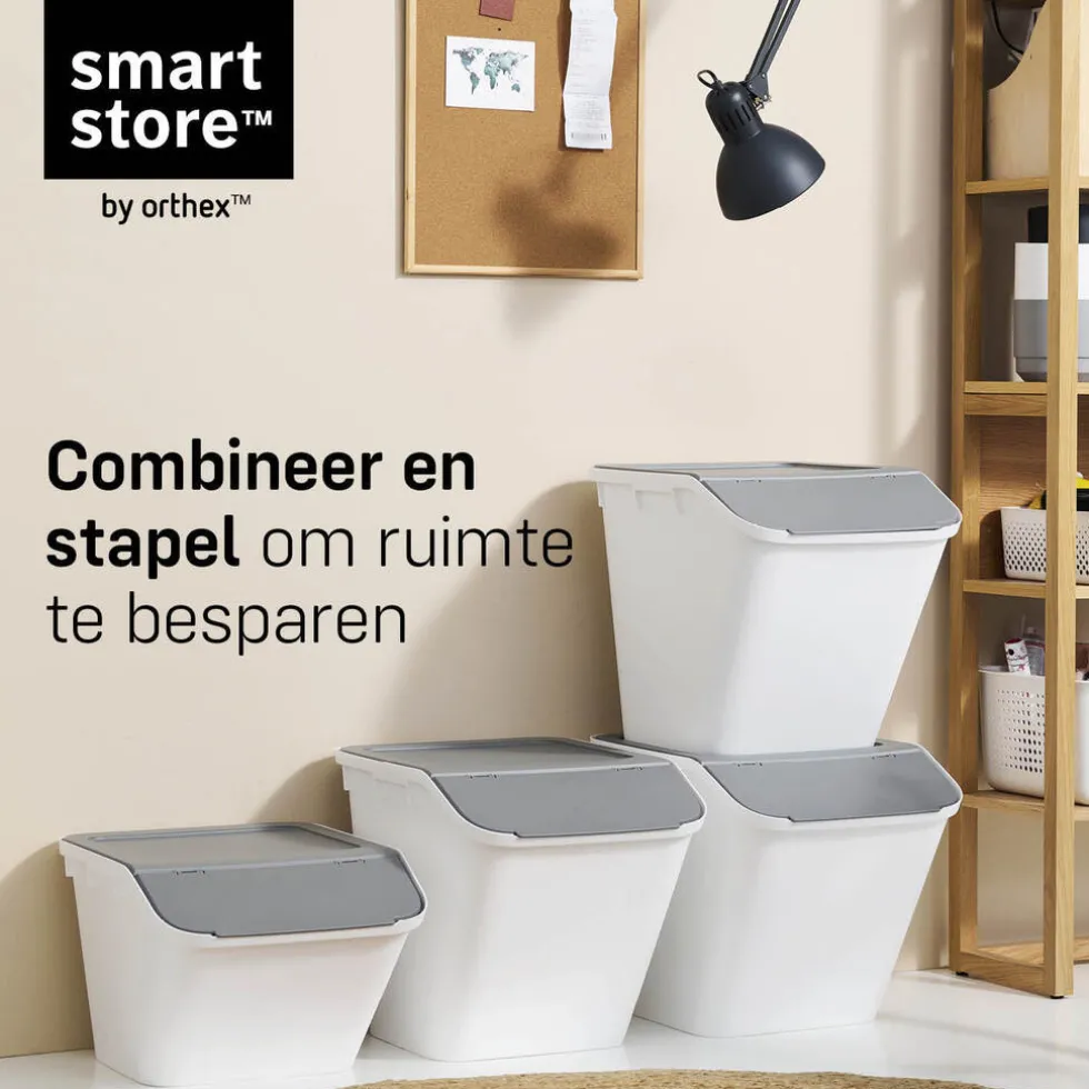 SmartStore Set van 5 Stevige Opbergbox Collect Stack-it 37L