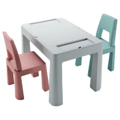 Teggi Grey/Old Rose/Turquoise Multifun 3-in-1 Tafel met Twee Stoeltjes