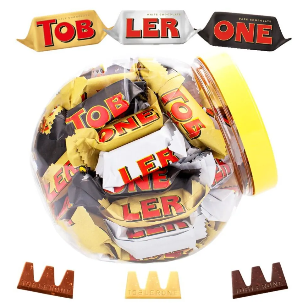 Toblerone Tiny chocolademix: melkchocolade, pure chocolade en witte chocolade