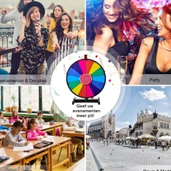Trendmix rad van fortuin gezelschapspel draairad voetstandaard met 14 schrijfvakken