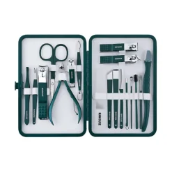 UNIQ 18‑in‑1 Manicure & Pedicure Set – Donkergroen Etui