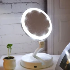 UNIQ Opvouwbare Led Make-up Make-upspiegel en 10x Vergroting